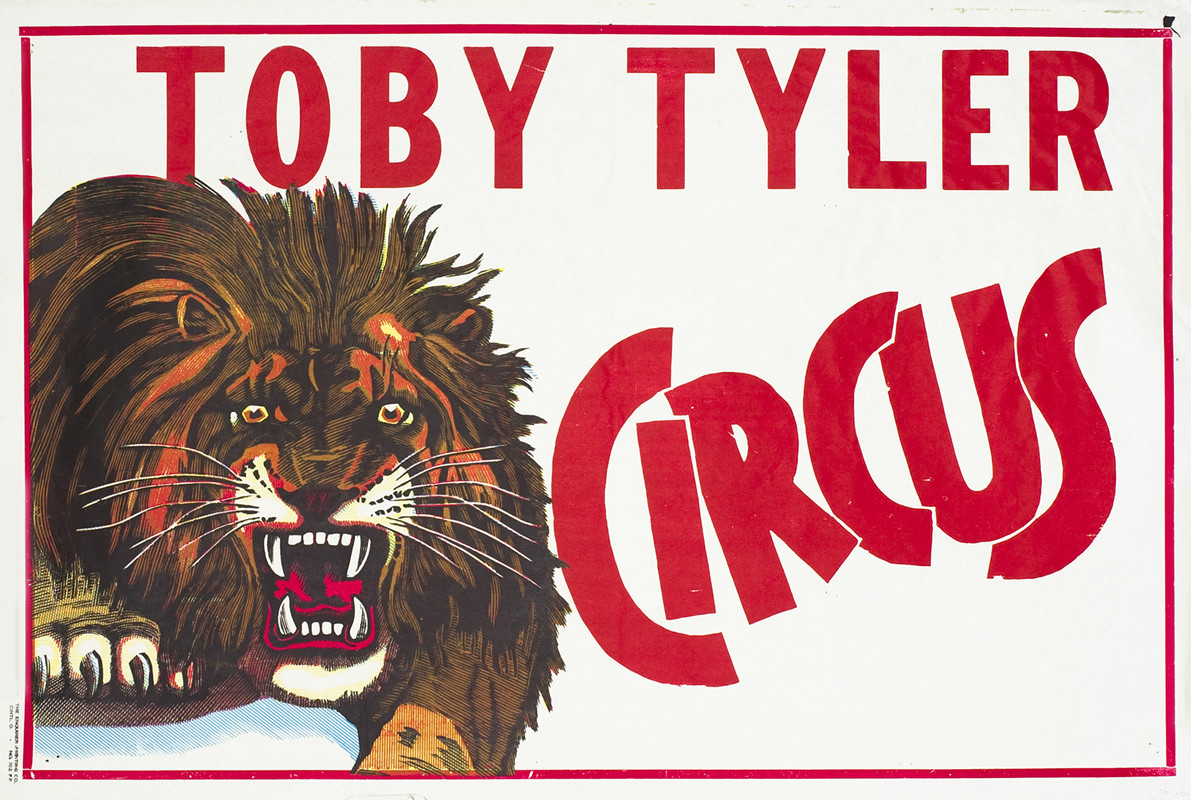 Roaring lion; red, blue, brown