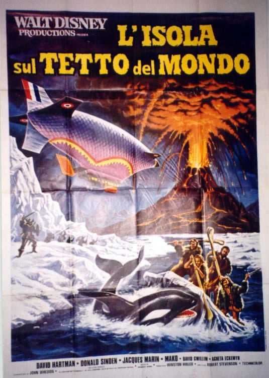PEOPLE, ICE FLOE, VOLCANO, WHALE, VIKINGS; YELL, BL, OR, B/W