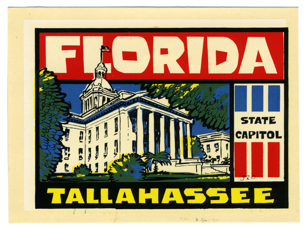 Florida Capitol building; red, yellow, blue