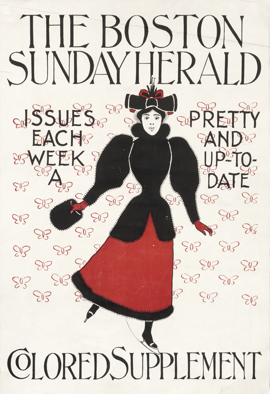 Elegant young lady ice skating; red, black, white