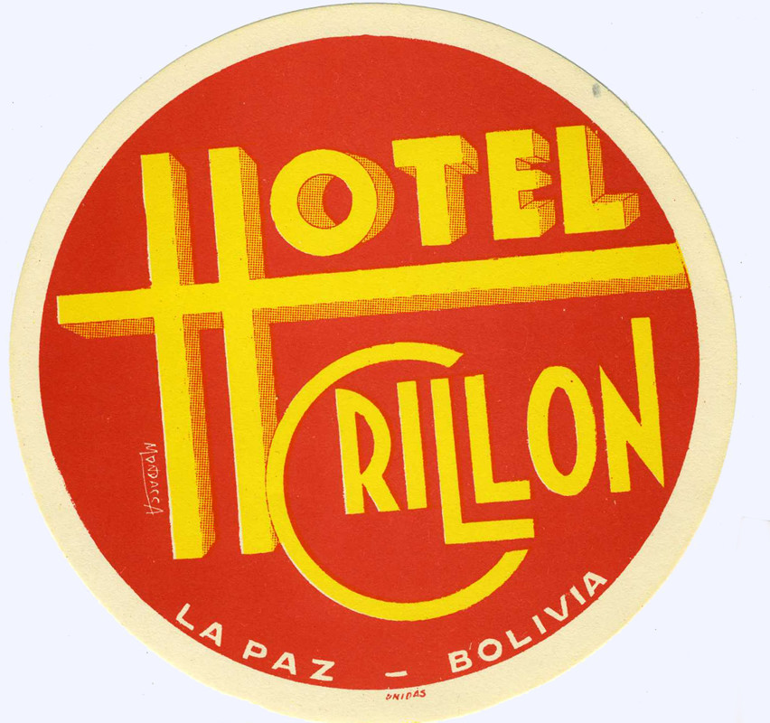 Hotel name, "H" with extended crossbar; red, yellow, white
