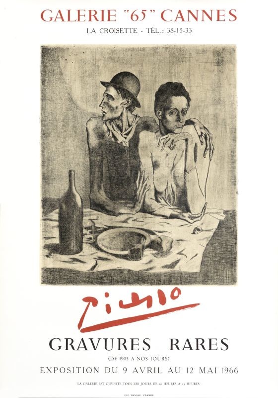 emaciated couple sits at table; brown, black, red